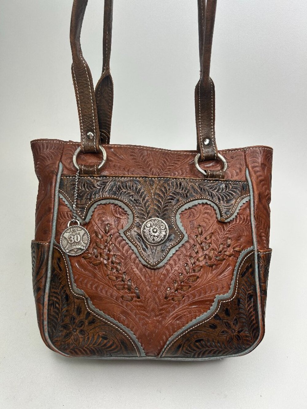 AMERICAN WEST Women's Handbag Genuine Leather Tote Hand Tooled Stylish Every Day